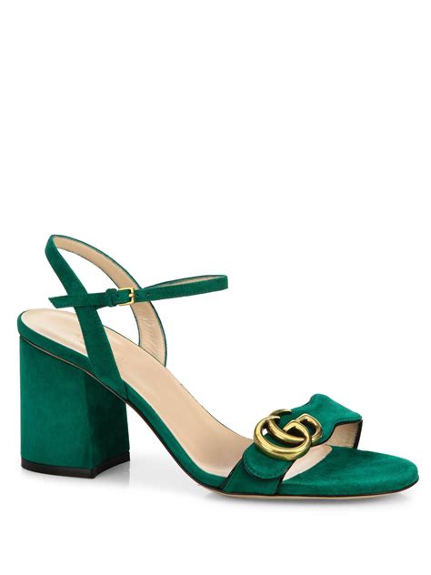 green gucci sandal heel|gucci suede mid heel pump.